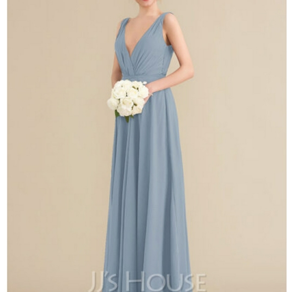 JJs House Dusty Blue A-Line V-Neck - Picture 4 of 8